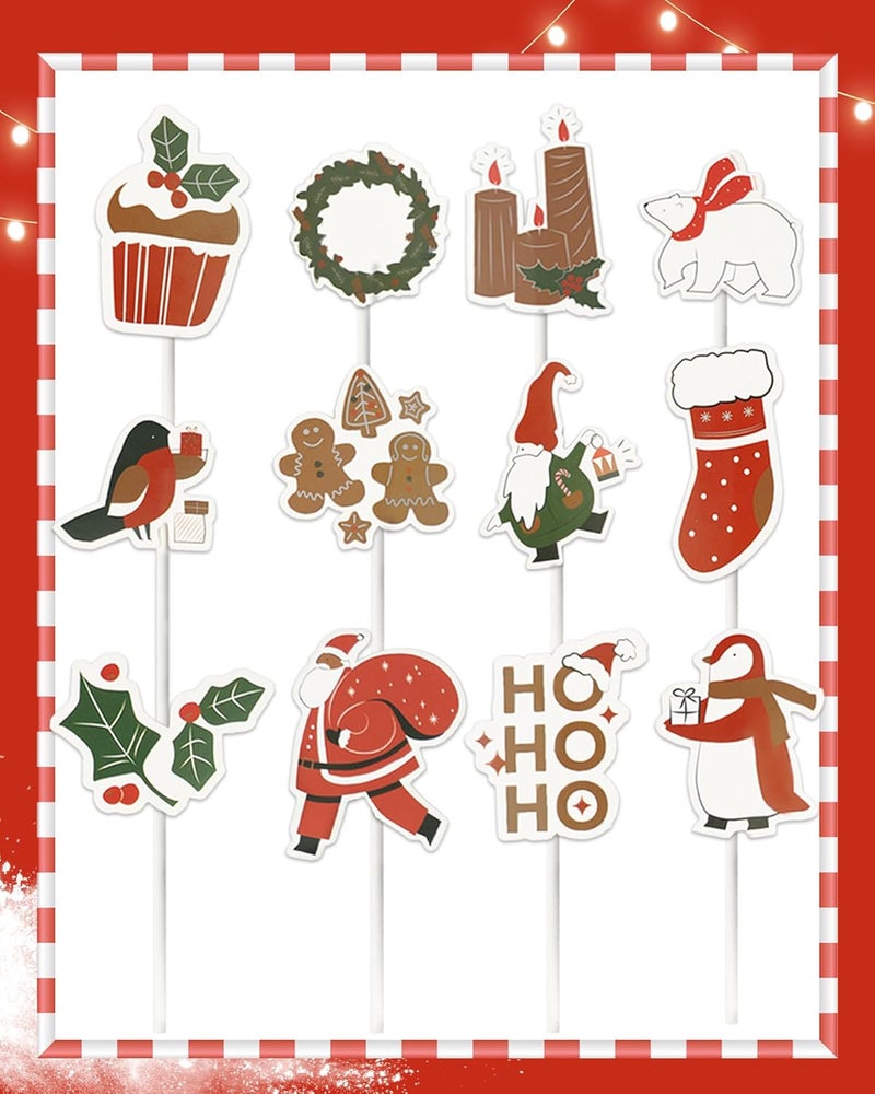 Bake Choice Standard 200 Pcs Christmas Cupcake Liners with 12 Pcs Cupcake Toppers, Christmas Muffin Liners, Baking Cups for Xmas Holiday Party Favors - Image 4